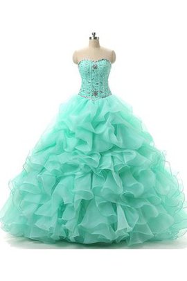 Robe de quinceanera ruché de mode de bal en tulle ligne a cordon