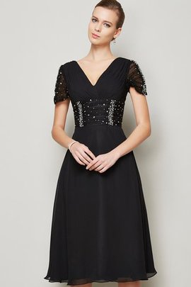 Robe fête de la rentrée bref avec perle avec chiffon ligne a avec manche courte