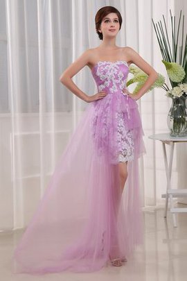 Robe de cocktail bref appliques fermeutre eclair en tulle ruchés longs