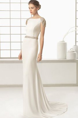 Robe de mariée delicat modeste avec manche courte avec bouton avec perle