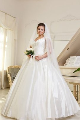 Robe de mariée ruché de col en v avec manche courte cordon de mode de bal