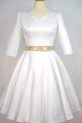 Robe de mariée courte v encolure avec manche 1/2 ceinture avec nœud