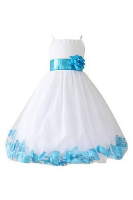 Robe de cortège enfant bretelles spaghetti manche nulle longueur mollet en tulle ligne a