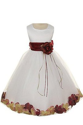 Robe de cortège enfant avec nœud avec sans manches avec fleurs ligne a en satin