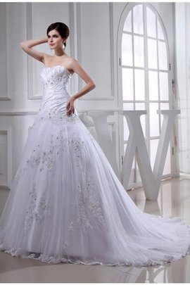 Robe de mariée longue de princesse avec perle cordon ligne a