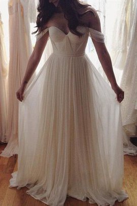 Robe de mariée naturel avec sans manches avec perle avec chiffon jusqu'au sol