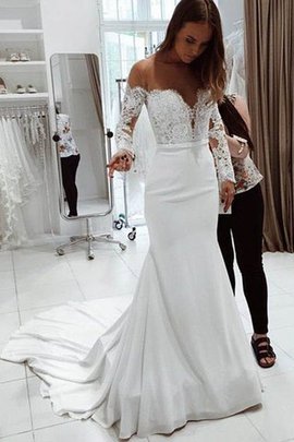 Robe de mariée de traîne moyenne avec chiffon d'epaule ecrite attrayant naturel