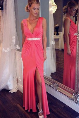 Robe de bal longue maillot appliques avec perle avec chiffon