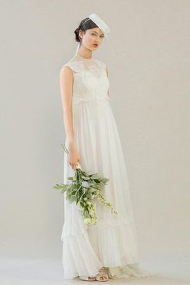 Robe de mariée vintage ligne a de col haut avec décoration dentelle fermeutre eclair