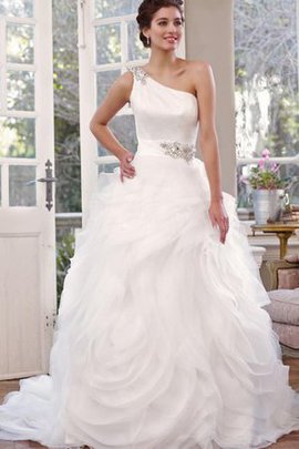 Robe de mariée naturel manche nulle de lotus jusqu'au sol en organza