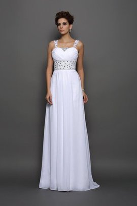 Robe de mariée longue manche nulle en chiffon de princesse larges bretelles