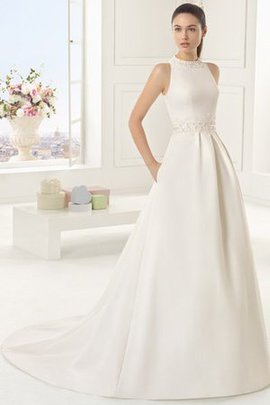 Robe de mariée elégant elevé en satin de traîne moyenne sachet