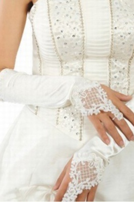 Perlée taffetas élégante broderie gants blancs de mariée parfait