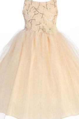 Robe de cortège enfant decoration en fleur col u profond ligne a avec sans manches