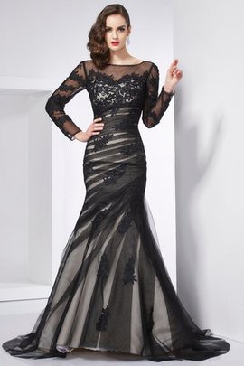 Robe de bal naturel longue en satin avec manche longue de sirène