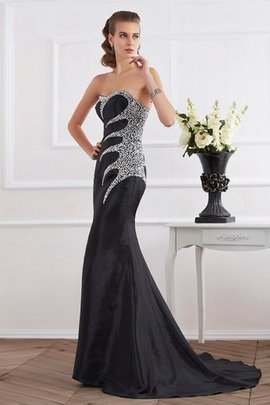 Robe de soirée longue en taffetas de sirène de traîne courte avec perle