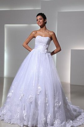 Robe de mariée plissé en tulle en dentelle longueur au ras du sol avec perle