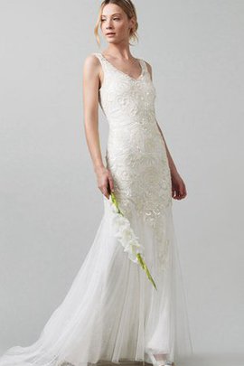 Robe de mariée pailleté textile en tulle de traîne courte avec perle collant