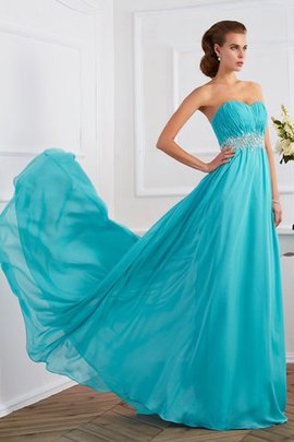 Robe de soirée longue avec chiffon de traîne courte de tour de ceinture empire a-ligne