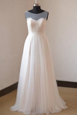 Robe de mariée plissage naturel col en bateau fermeutre eclair avec décoration dentelle