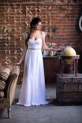 Robe de mariée plissé ceinture en étoffe ligne a de lotus manche nulle