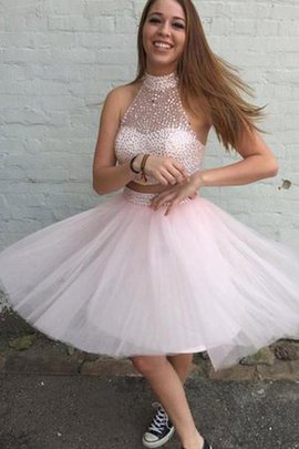 Robe fête de la rentrée textile en tulle dénudé de col haut 2 pice avec perle