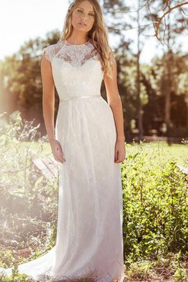 Robe de mariée simple de col haut jusqu'au sol decoration en fleur maillot