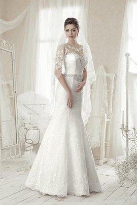 Robe de mariée modeste charmeuse avec cristal a plage de sirène