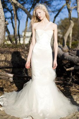 Robe de mariée plissage avec perle de sirène ceinture en étoffe en tulle