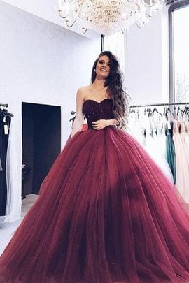 Robe de graduation en tulle de mode de bal de col en cœur à la mode naturel