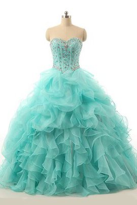 Robe de quinceanera longue de mode de bal de col en cœur avec zip en organza