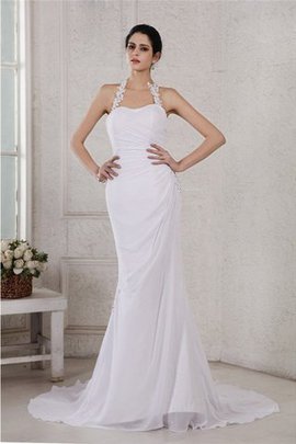 Robe de mariée longue de traîne moyenne de sirène sans dos avec perle