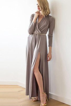 Robe mère de mariée longue naturel jusqu'à la cheville en 3/4 manche ruché