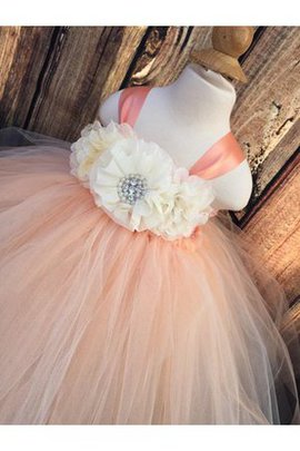 Robe de cortège enfant de lotus jusqu'à la cheville avec perle en tulle de mode de bal