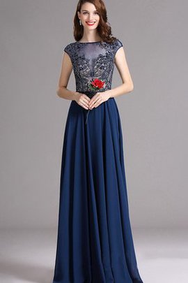 Robe de bal ceinture haut en chiffon col en bateau avec manche courte fermeutre eclair