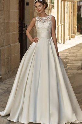 Robe de mariée derniere tendance plissé en satin de traîne moyenne manche nulle