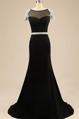 Robe de bal en chiffon de traîne courte avec manche courte de sirène avec zip