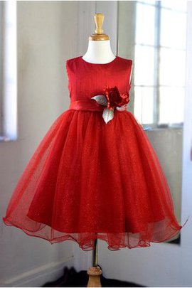 Robe de cortège enfant plissé naturel en tulle de mode de bal avec nœud