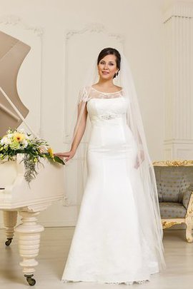 Robe de mariée ceinture en satin avec perle de sirène avec manche épeules enveloppants