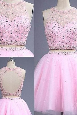 Robe fête de la rentrée col u profond a-ligne en tulle 2 pice avec sans manches