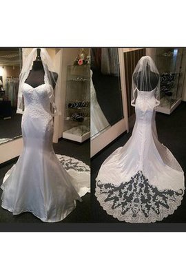 Robe de mariée de sirène en dentelle avec sans manches cordon de col en cœur