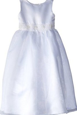 Robe de cortège enfant avec perle manche nulle avec nœud a-ligne