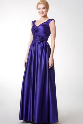 Robe demoiselle d'honneur luxueux ruché croisade en satin a-ligne