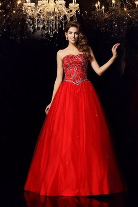 Robe de quinceanera longue avec perle de mode de bal avec lacets col en forme de cœur