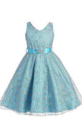 Robe de cortège enfant v encolure manche nulle en dentelle avec perle avec nœud