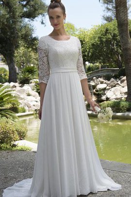 Robe de mariée simple nature distinguee avec sans manches en chiffon