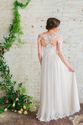 Robe de mariée bref ruché avec manche courte ligne a avec décoration dentelle