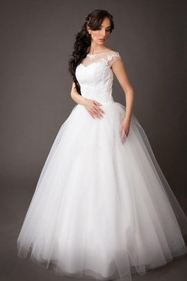 Robe de mariée sage plissage naturel avec manche épeules enveloppants en tulle