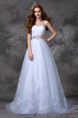 Robe de mariée longue fermeutre eclair de traîne courte avec perle en satin