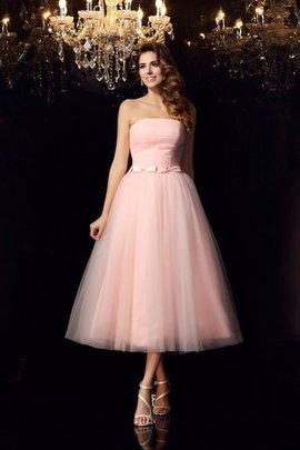 Robe de quinceanera bref manche nulle avec zip jusqu'au mollet en satin